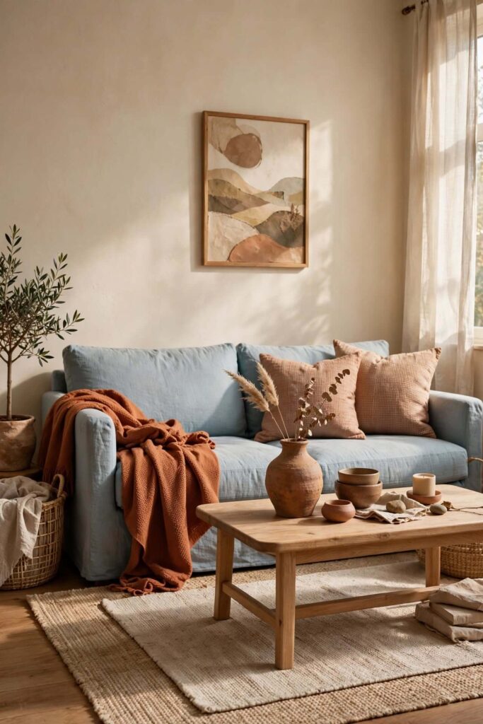 Warm Up the Sofa With Terracotta Accents