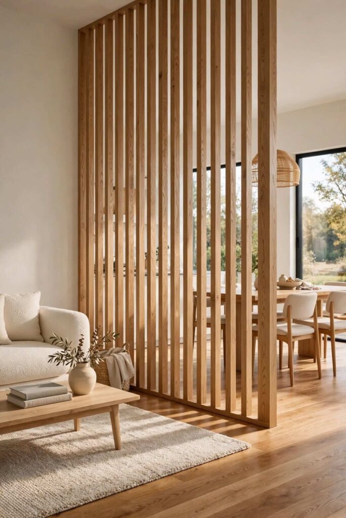  Vertical Wooden Slat Partition