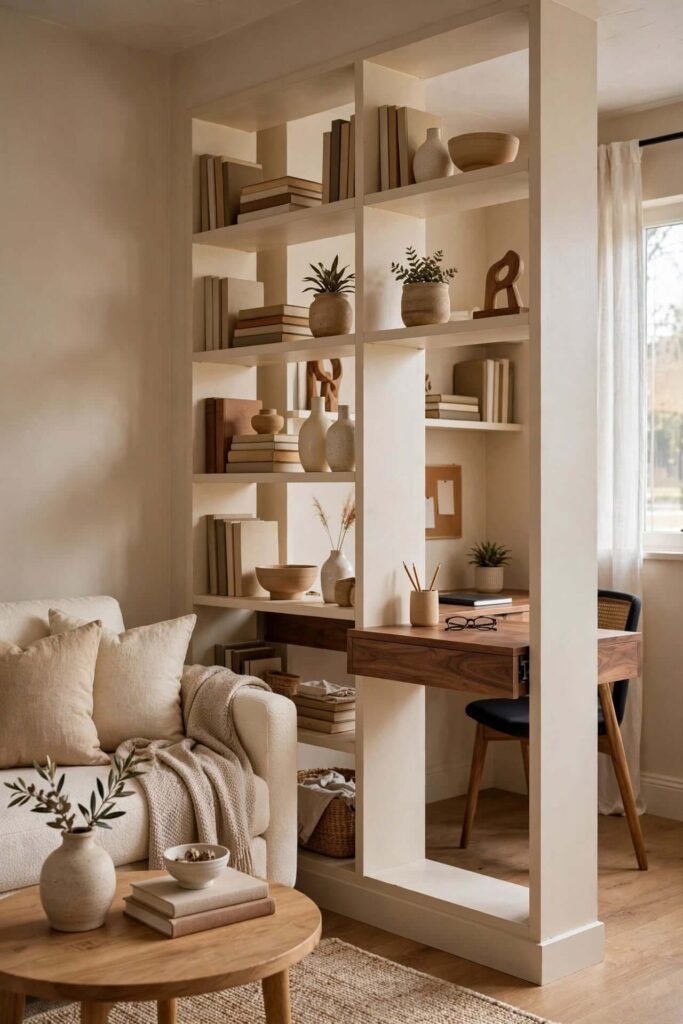 Bookshelf With a Built-In Desk