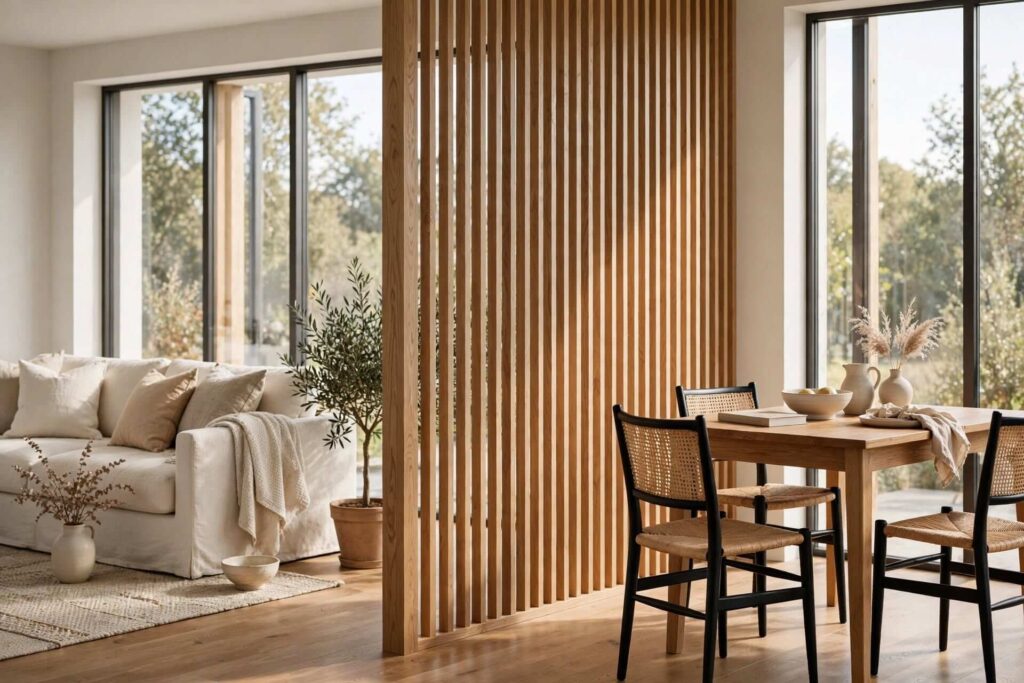 Warm Wood Slat Divider