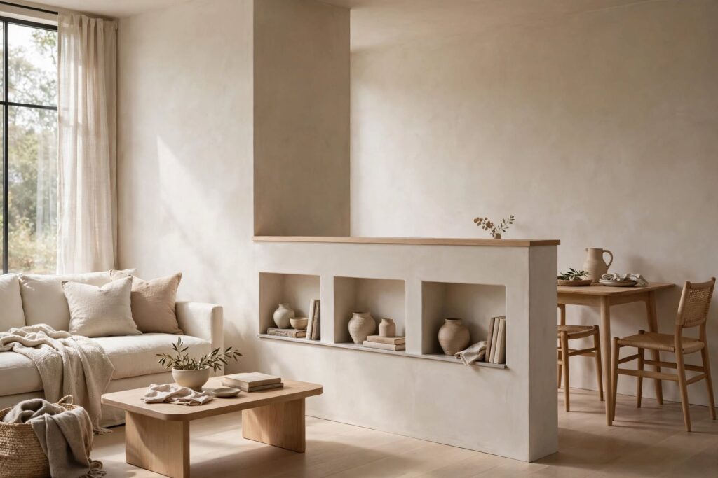 Half-Wall Divider With Storage