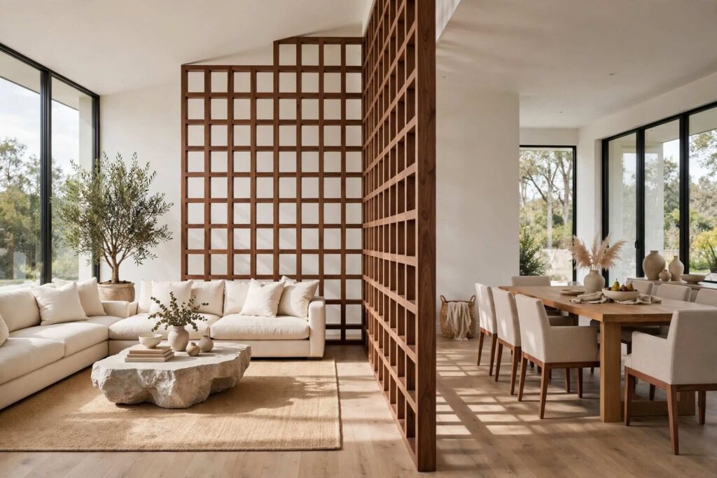Open Wooden Grid Partition